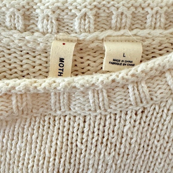 ANTHROPOLOGIE Moth Je T’Adore Pullover Cream & Metallic Silver Striped Sweater L - Picture 6 of 8
